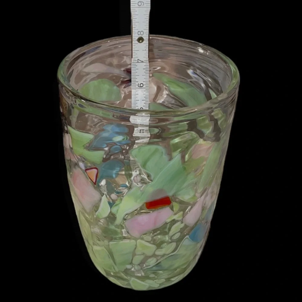 Pier 1 Splatter Fused Floral Abstract Large Glass Vase